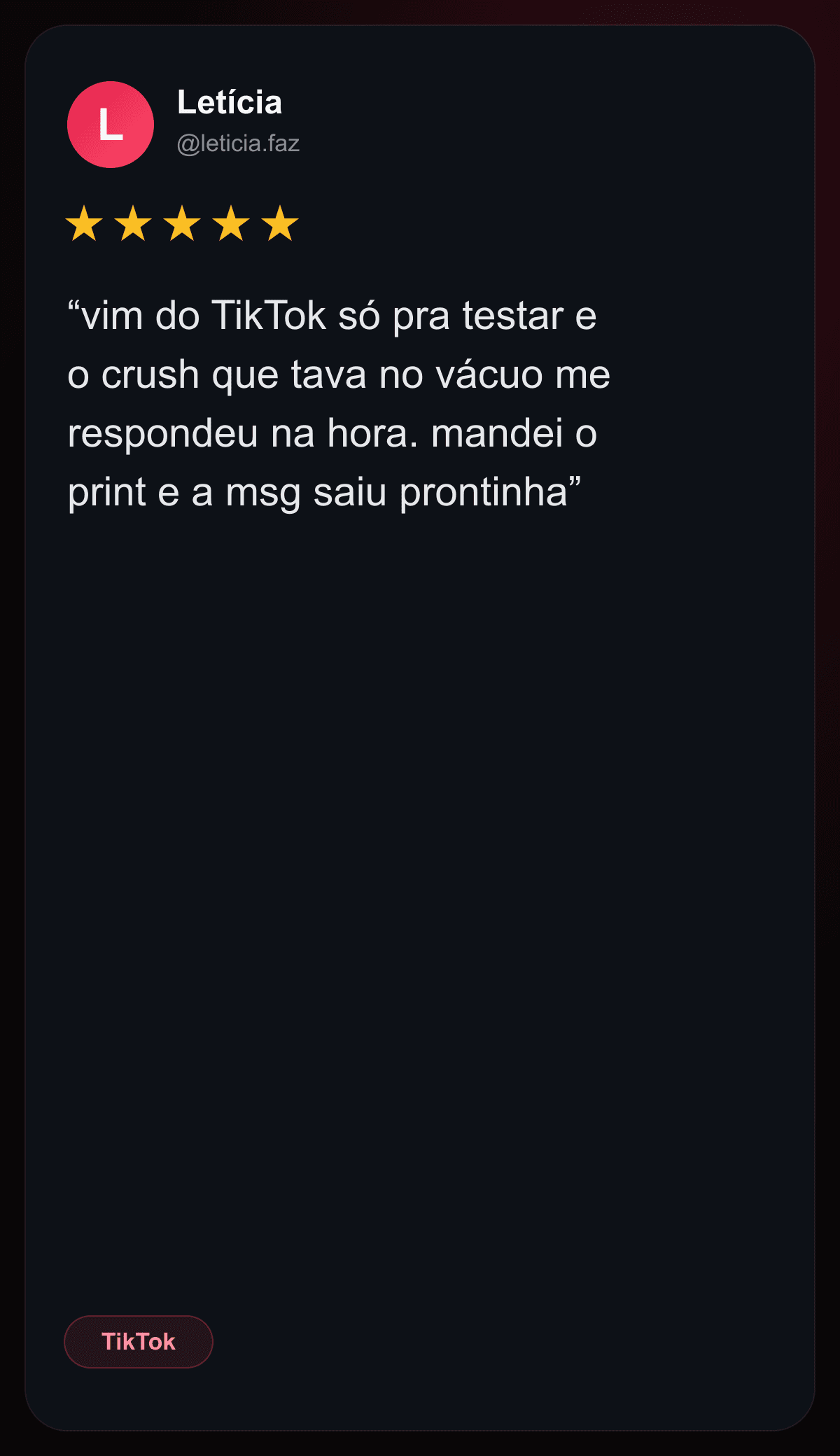 Print de quem usou o Responde Por Mim e saiu do vácuo